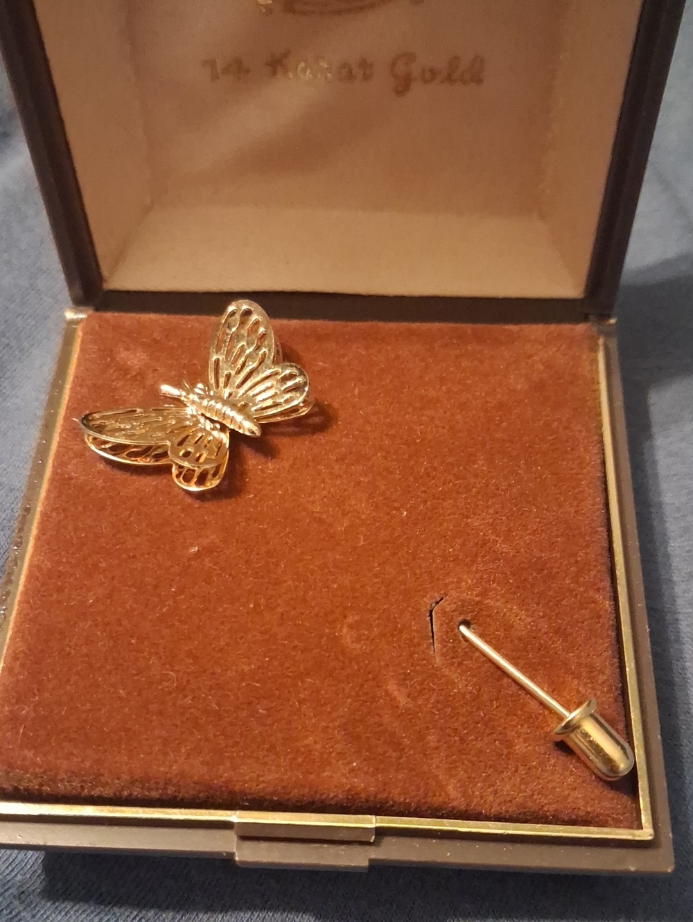 Vintage Signed Monet Goldtone Butterfly Jabot Brooch